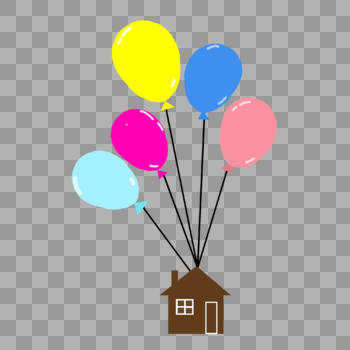 彩色气球房子图片素材免费下载
