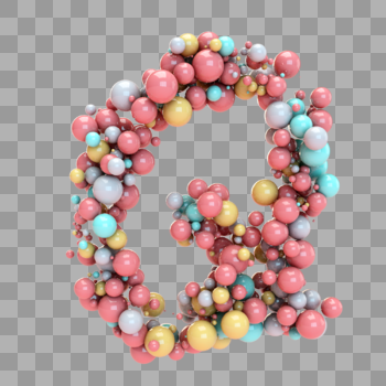 彩色气球构成字母Q图片素材免费下载