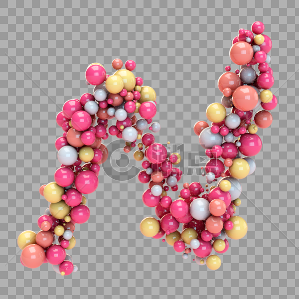 彩色气球构成字母N图片素材免费下载