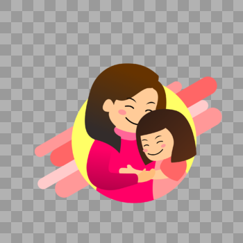 母女相拥母亲节插画元素图片素材免费下载