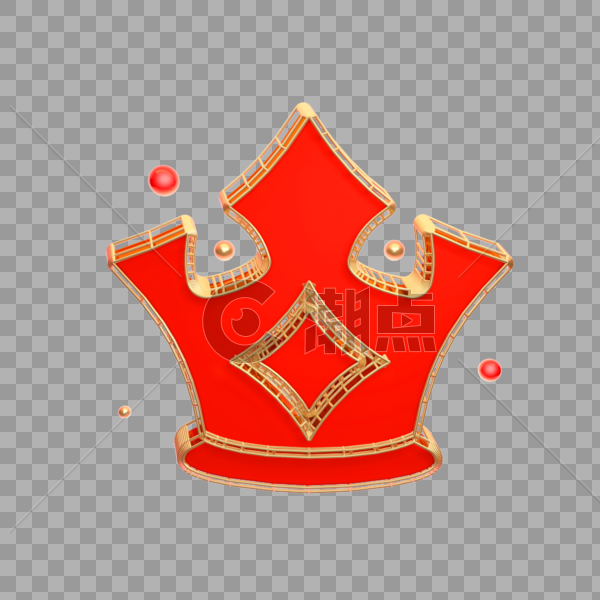 立体红色皇冠装饰图片素材免费下载