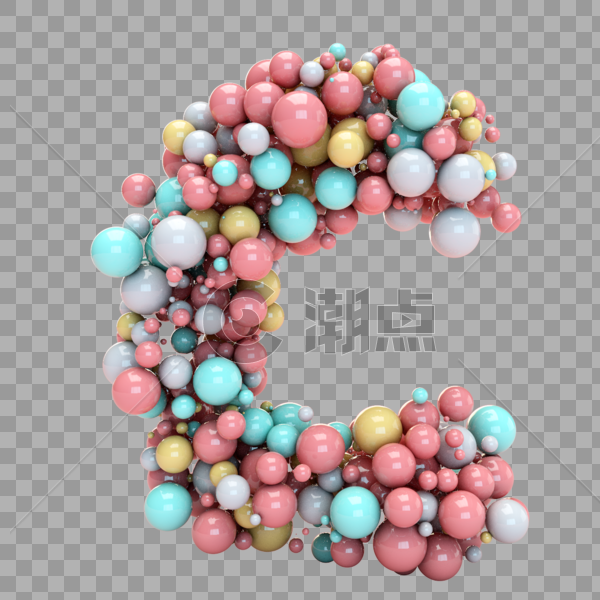 彩色气球构成字母C图片素材免费下载