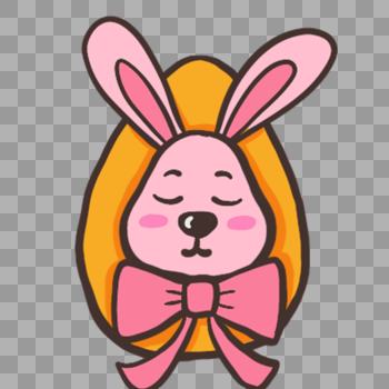 可爱兔子打蝴蝶结变复活蛋图片素材免费下载