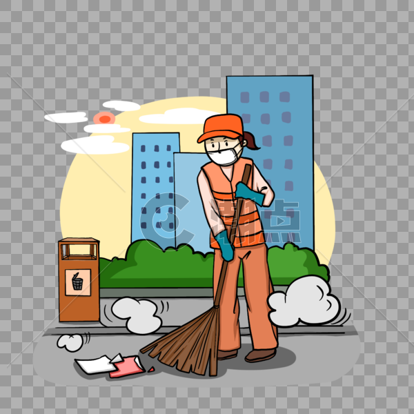 劳动节环卫工人打扫街道图片素材免费下载