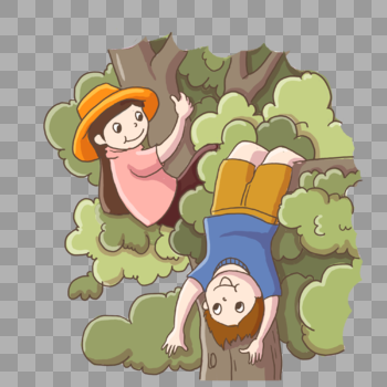 爬树的小朋友图片素材免费下载