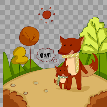 森林中的狐狸母子图片素材免费下载
