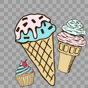 扁平手绘卡通夏季冰淇淋插画图片素材免费下载