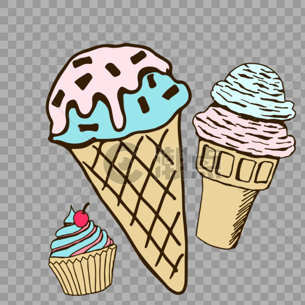 扁平手绘卡通夏季冰淇淋插画图片素材免费下载
