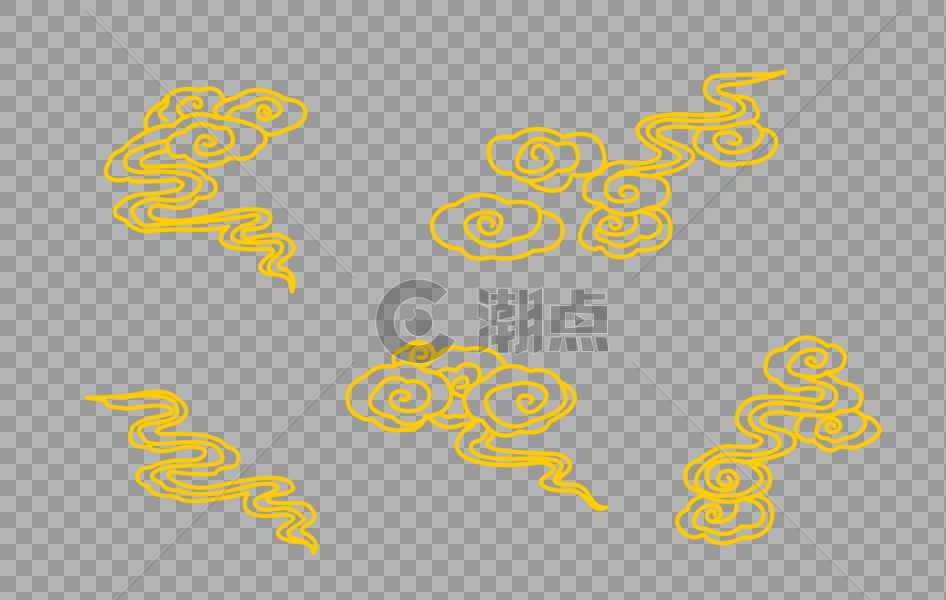 中国风金黄色创意云纹一组图片素材免费下载