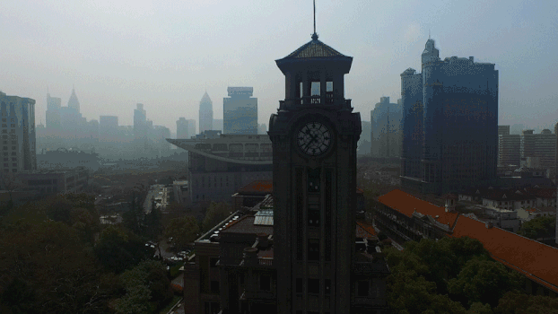航拍上海建筑钟GIF图片素材免费下载