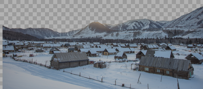 新疆禾木村冬季雪景美景图片素材免费下载