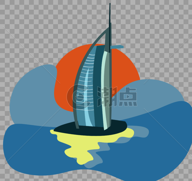 迪拜酒店世界地标元素图片素材免费下载