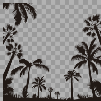 椰子树剪影边框图片素材免费下载
