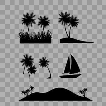 椰子树剪影矢量图片素材免费下载