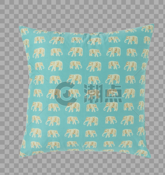 青色大象花纹抱枕图片素材免费下载