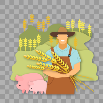 收割小麦的农民图片素材免费下载