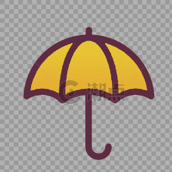 卡通长柄雨伞黄色图片素材免费下载