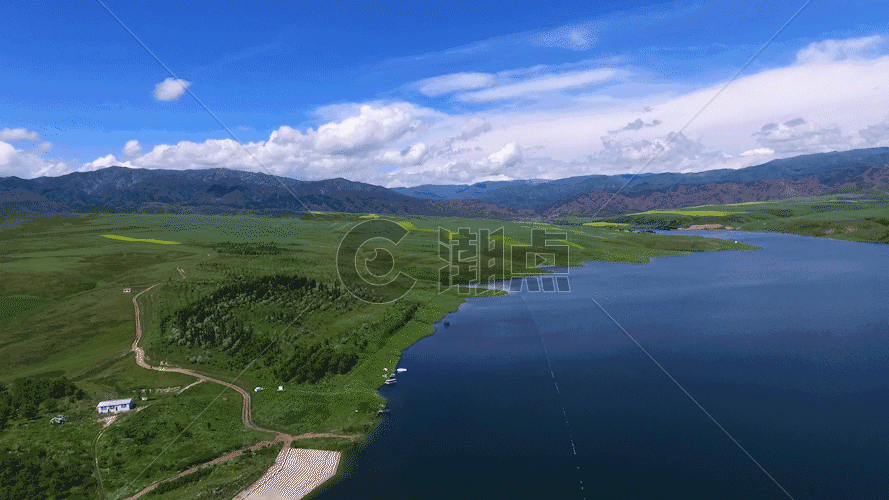 新疆山野水库航拍GIF图片素材免费下载