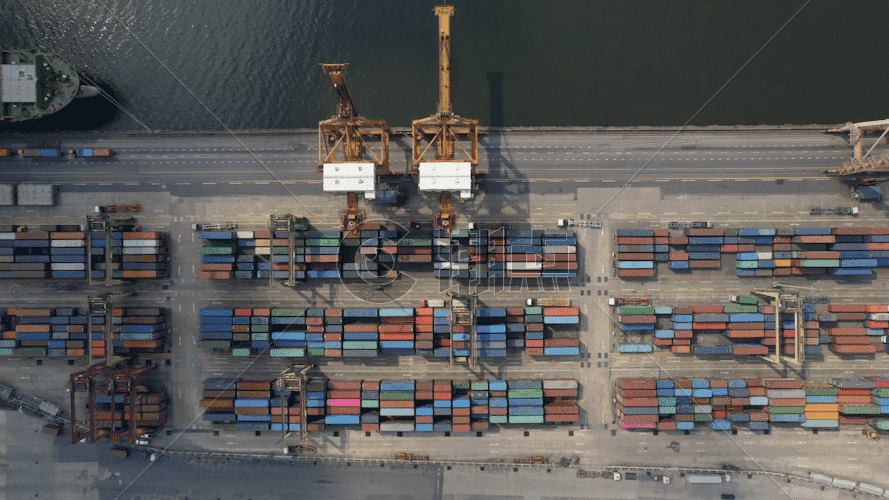 曼谷港口集装箱港口起重机GIF图片素材免费下载