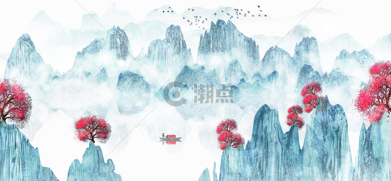 中国风意境水墨山水画新中式山水图片素材免费下载