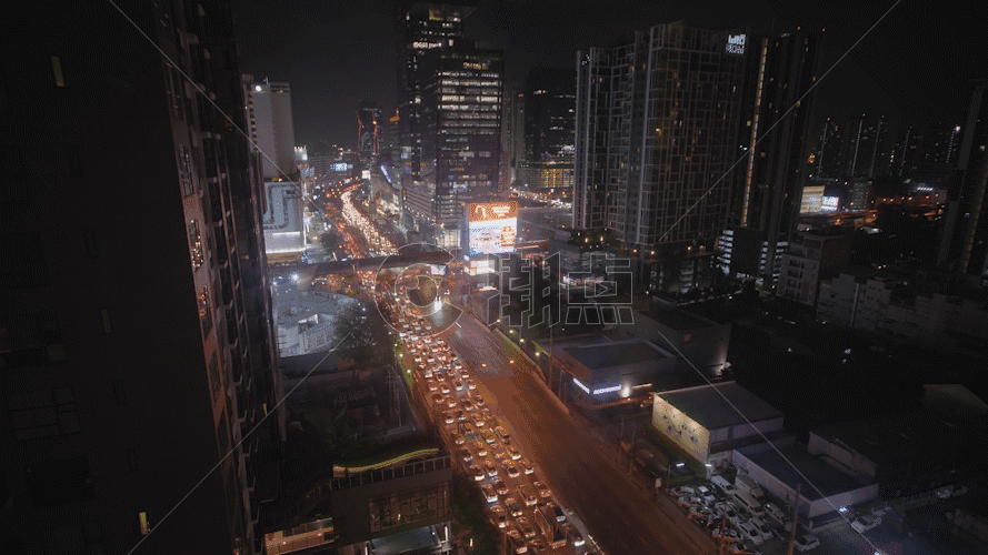 夜景城市中心马路车流GIF图片素材免费下载