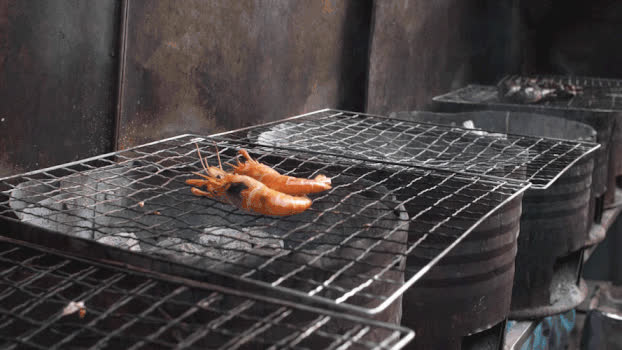 烤虾放虾慢动作实拍视频GIF图片素材免费下载