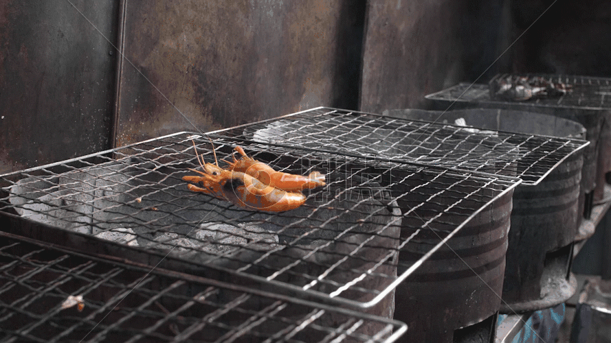 烤虾放虾慢动作实拍视频GIF图片素材免费下载
