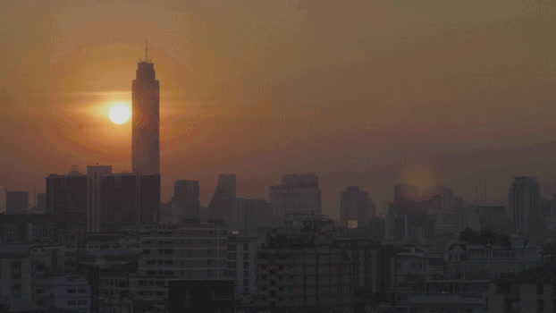 泰国曼谷城市中心黄昏日落延迟拍摄GIF图片素材免费下载
