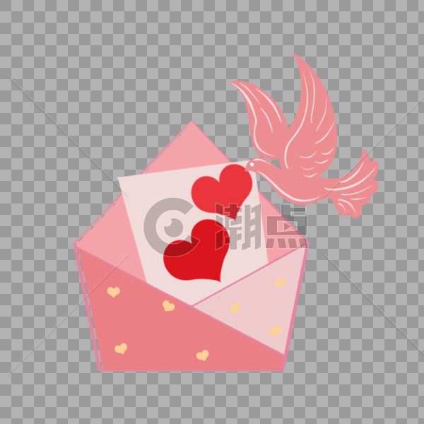 520情人节粉色信封鸽子图片素材免费下载