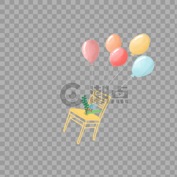 彩色气球与椅子素材图片素材免费下载