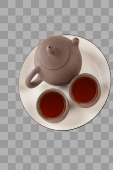 紫砂茶壶茶杯陶瓷盘子图片素材免费下载