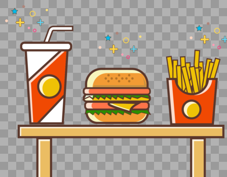 汉堡可乐薯条插画图片素材免费下载