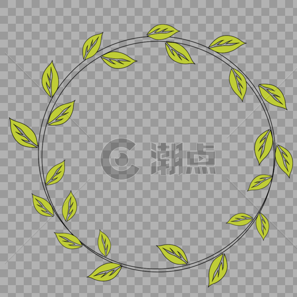 绿色圆形花环边框图片素材免费下载