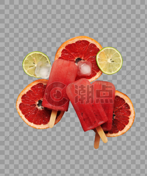 冰棒血橙青柠冰块图片素材免费下载