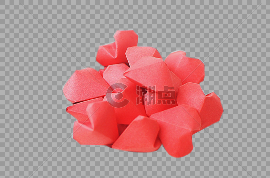红色心型折纸装饰图片素材免费下载