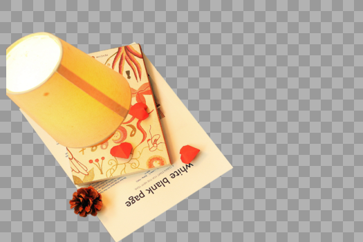 台灯书籍松塔心形折纸图片素材免费下载