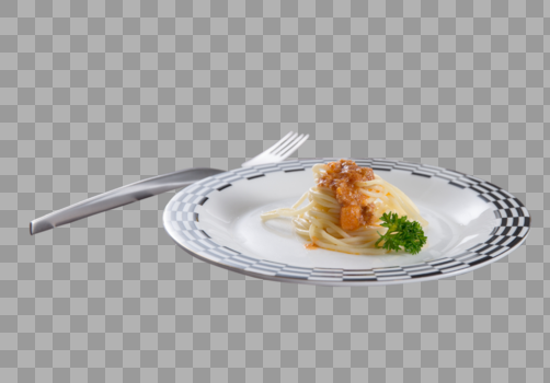 意面陶瓷盘子餐叉不锈钢图片素材免费下载