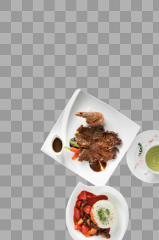 牛排大虾饮品牛肉西红柿饭图片素材免费下载