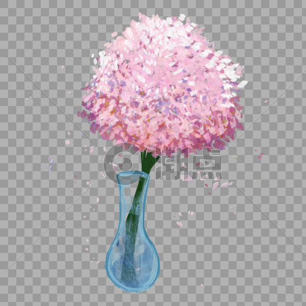 通用油画风春天花卉花朵家居装饰摆设紫阳花花瓶图片素材免费下载