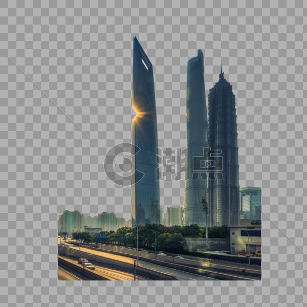 上海标志性的三幢高楼大厦图片素材免费下载