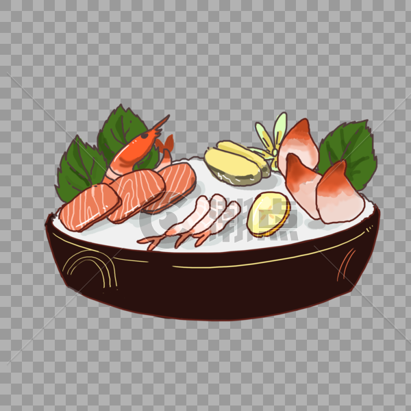 刺身拼盘寿司日本料理三文鱼北极贝美食食物卡通图片素材免费下载