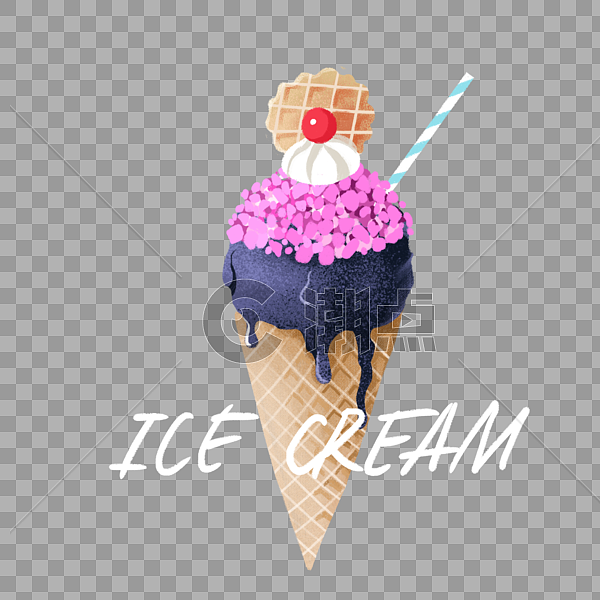 手绘元素美味冰激凌图片素材免费下载