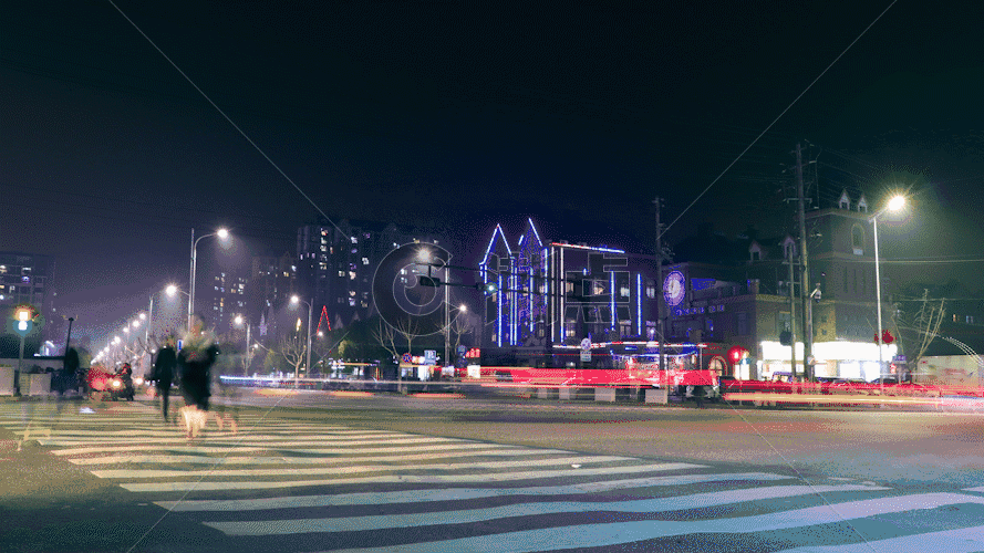 城镇夜景交通延时GIF图片素材免费下载