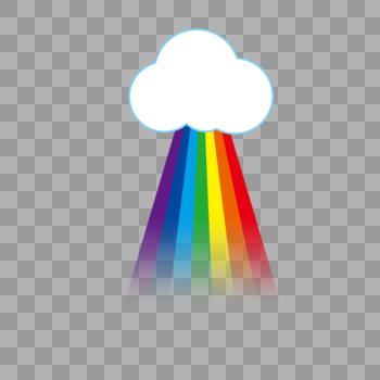 小彩虹云朵树丛图片素材免费下载