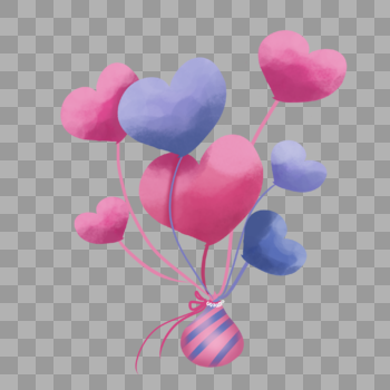 粉蓝色爱心气球图片素材免费下载