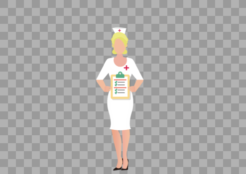 AI矢量图外国黄色金发女护士扁平化人物图片素材免费下载