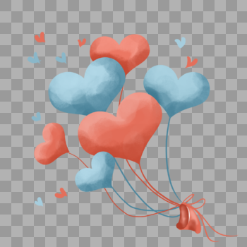 双色爱心节日气球图片素材免费下载
