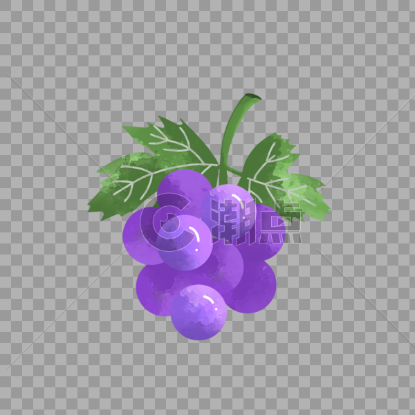 夏天清新葡萄紫色渐变手绘水果装饰图案图片素材免费下载