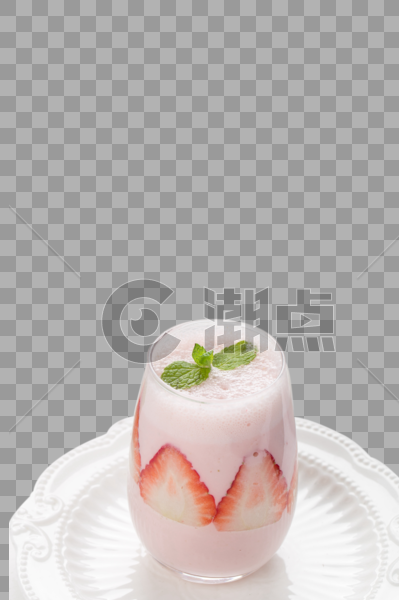 草莓饮品玻璃杯陶瓷盘图片素材免费下载
