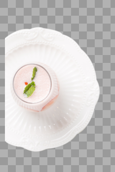 草莓饮品玻璃杯盘子图片素材免费下载